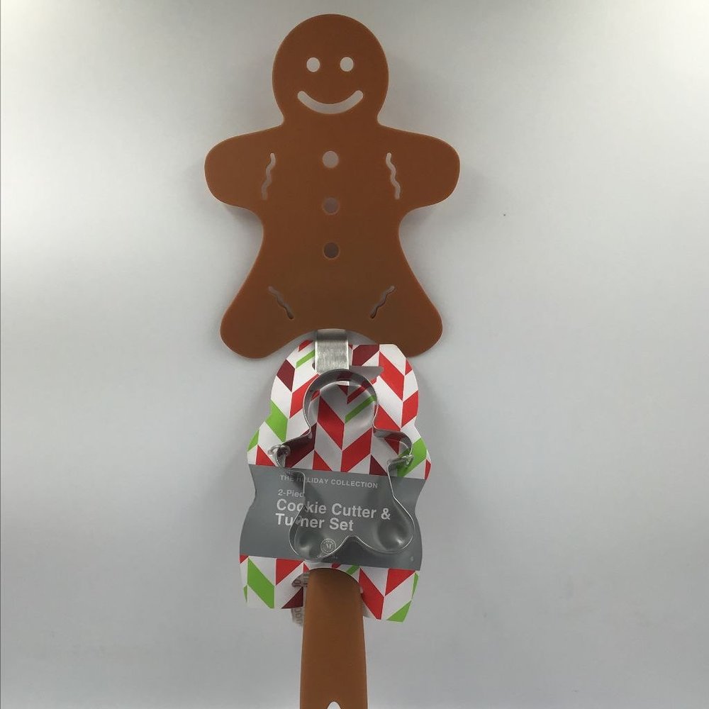 Holiday Collection Christmas Gingerbread Cookie Cutter and Turner Spatula Set